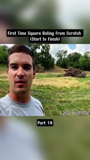 First time square baling from scratch (start to finish)#johndeere #farm #farming #tractor #farmlife