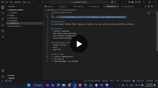 #codealpha #cloudcomputing #internship #python #flask #nlp #chatbot #learningbydoing | Sami Ulhaq Murad