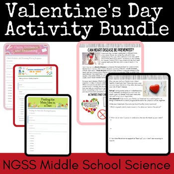 Valentine's Day Reading Comprehension Bundle | Claim Evidence Reasoning | CER