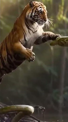 Tiger vs Giant Snake — Brutal Riverbank Standoff #dangerousanimals #hyperrealwildlife #naturedrama