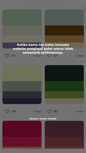 Berapa banyak desainer yang ngarep desainnya bakal cakep, eh malah ancur gara2 make palet warna dari web. Apalagi pas dipakai ke desain hasilnya ga nyambung banget. 🙈 Untungnya,, di sini aku mau kasih tahu kamu 1 Aplikasi Gratis buat bikin paletmu sendiri, biar kamu nggak cuma asal bikin palet warna modal klak klik generate 😅 Di aplikasi ini bikin kamu belajar Teori warna, dapet Kode warna yang Valid,, Dan yang paling aku suka, aplikasi ini bahkan kasih tahu Nama-nama warna yang mungkin belum 