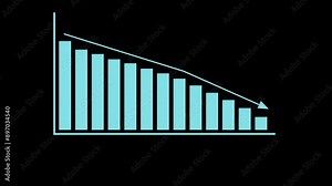 Loss concept business graph. Animated down graph icon designed in flat icon style, business or finance concept icon. Finance, business information graphic animation.