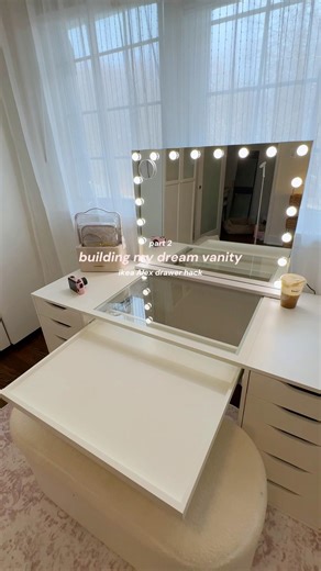 Building my dream vanity table 🤍🎀🪞 #vanitymakeup #vanitorganization #vanityroom y
