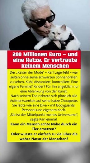 Karl Lagerfeld Ein Vermächtnis für eine Katze