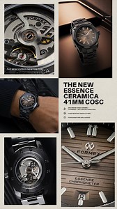 New Essence Ceramica 41mm COSC The story continues with the addition of four Essence signature dials from the bestselling steel versions, uniting a seamless aesthetic with commanding wrist presence. Acclaimed for its exceptional case-and-bracelet finishing—brushed surfaces and diamond-polished facets that wear like fine jewelry—the Essence Ceramica turns ceramic’s natural advantages into a wear experience all its own: light, hypoallergenic and thermally adaptive, paired with scratch-resistant du