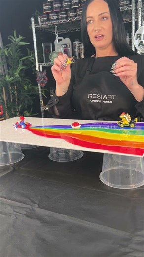 We Made a Rainbow Road Art Piece With Resin!
