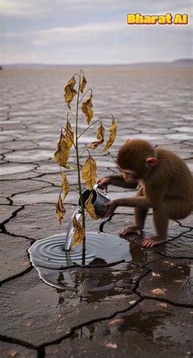 The monkey saves the apple tree from drying up..!!😱 #ai #aishorts #save #apple