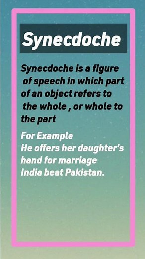 Synecdoche| figure of speech | literary devices