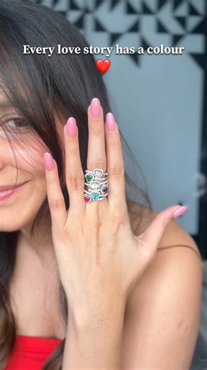 U ARE - Fine Silver Jewellery on Instagram: "Every love story has a different colour. ✨ Ruby red for passionate love ❤️ Soft pink for gentle love 💗 Topaz blue for joyful love 💙 Sapphire blue for calm love 💙 White for pure love 🤍 Emerald green for healing love 💚 What colour is your love? ✨ . . . [Valentine’s Day jewellery, luxury silver jewellery gifts for her, meaningful Valentine’s gift, romantic jewellery, women’s jewellery brand, U ARE jewellery] . . . #ValentinesGift #ValentinesJeweller