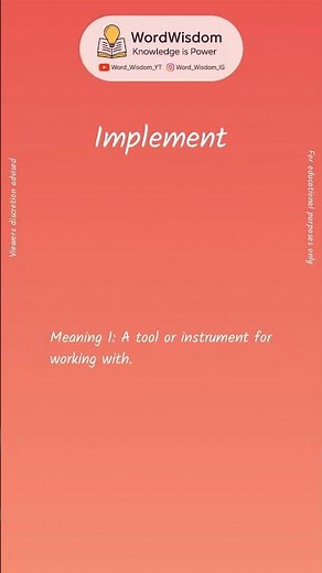 What does "Implement" mean? | English vocabulary shorts | #implement #wordwisdom
