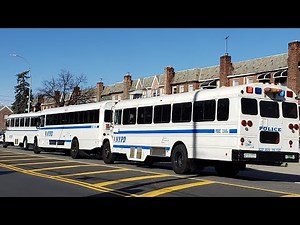 NYPD Transport Bus Responding Against Traffic In Marine Park, Brooklyn, New York.