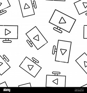 Tv screen icon in flat style. Video vector illustration on white isolated background. Computer monitor seamless pattern business concept Stock Vector Image & Art - Alamy