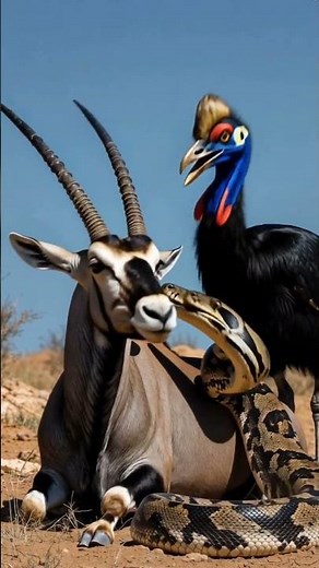 Battle! Oryx vs Python vs Cassowary | Unbelievable 8K Realistic Scene”**