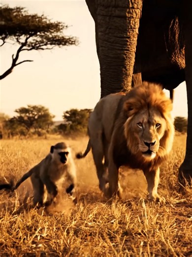 Lion attacks monkey (2)