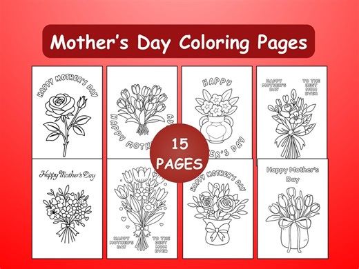 Mother’s Day Coloring Card for Kids | Printable Coloring Pages| Preschool & Homeschool Activity | Happy Mother’s Day Cards - Etsy