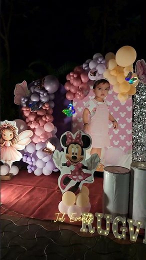 Minnie mouse birthday theme decoration for baby girl birthday party