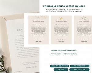 Printable Santa Letter | Christmas Letters for Kids | PDF A4 and Us Letter | German and English - Etsy UK