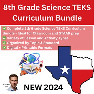 TEKS Science 8th Grade NEW 2024 Curriculum Bundle Full Year | Texas, STAAR
