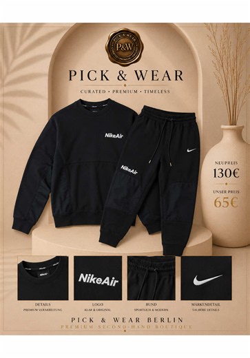Nike Air Set in Schwarz 🖤 Sportlich, clean und perfekt für den Alltag. • Größe: M • Zustand: Sehr gut • Neupreis: 130€ • Unser Preis: 65€ Bei Interesse einfach per Nachricht melden. 📍Pick & Wear Berlin Curated • Premium • Timeless #NikeAir #NikeSet #StreetwearBerlin #SecondHandBerlin #PickAndWearBerlin 🇸🇾 عربي طقم Nike Air أسود 🖤 ستايل رياضي، مرتب ومناسب للاستخدام اليومي. • المقاس: M • الحالة: جيدة جداً • سعر الجديد: 130€ • سعرنا: 65€ للمهتمين، التواصل برسالة خاصة. 📍Pick & Wear Berlin مختا