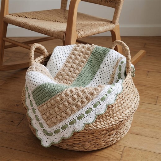 Textured Crochet Baby Blanket Pattern – Beginner Bobble Stitch Nursery Gift (PDF Download) - Etsy