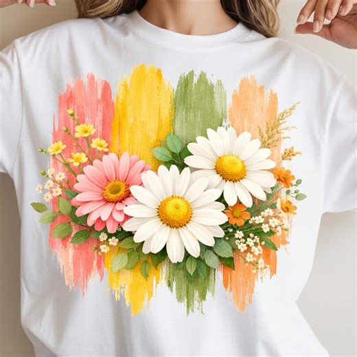 Spring Wildflowers PNG | Floral Brushstroke Design | Wildflowers PNG | Summer Flower Graphic | Sublimation & DTF Digital Download - Etsy