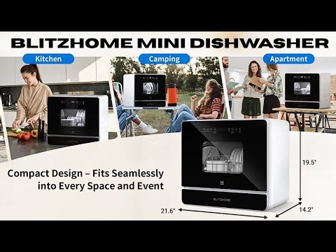 BLITZHOME WiFi Countertop Portable Mini Dishwasher | Blitzhome Mini Dishwasher Review | Blitzhome