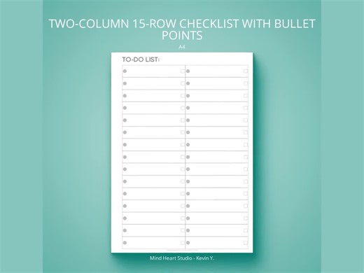A4 To-do List Printable | Minimalist Checklist (PDF) | Double Column | 15 Rows - Etsy