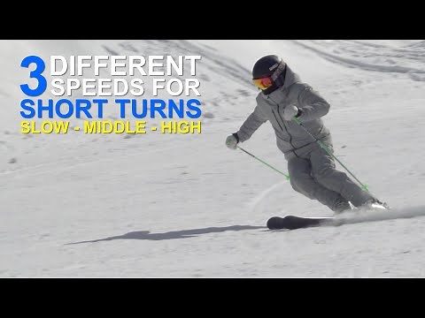3 types of speed for short turn skiing SLOW MEDIUM and FAST