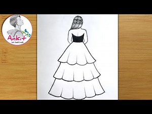 How to draw a girl in beautiful dress / Girl Drawing / Dress Drawing / Pencil Sketch / Art
