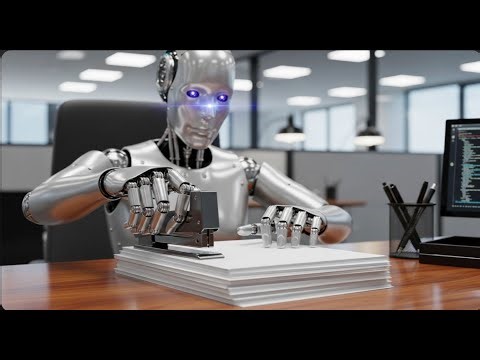 Ai Robot using a stapler to staple paper