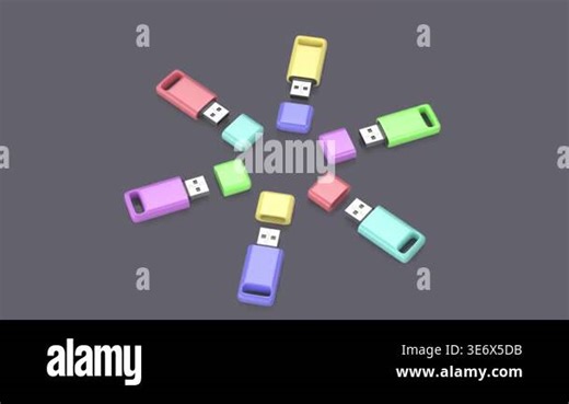Colorful USB flash drives on shiny grey background Stock Video Footage - Alamy