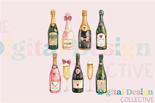 Watercolor Champagne Clipart, Glasses and Bottles, Wine Clipart, Champagne Glass Watercolor Png. Bridal Clipart, Gold Glitter PNG Pattern - Etsy UK
