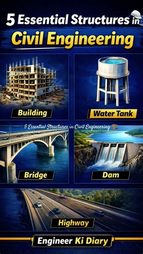 5 Essential Structures in Civil Engineering 🏗️Follow @EngineerKiDiary#civilengineering#siteknowledge