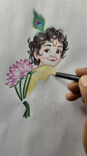 Krishnaa drawing short #shorts #krishna #trending #viralshort