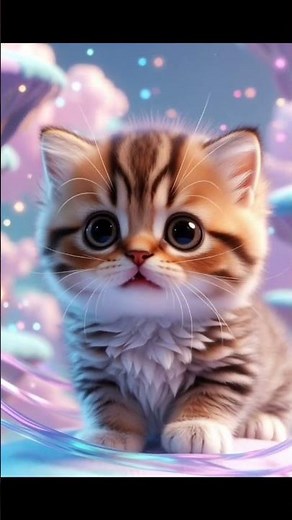 A 3D animated cute kitten in a whimsical, magical environment with ethereal background.👀😺👍 #catlike
