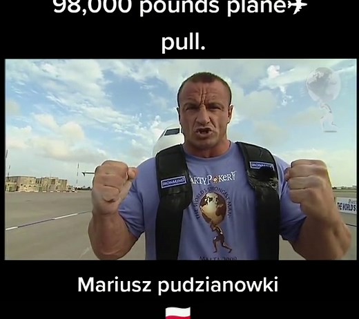 Strongman Plane Pull Event: Mariusz Pudzianowski of Poland