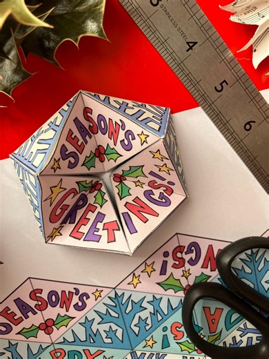 Printable Christmas Kaleidocycle Flexagon (pre-coloured) - Happy Holidays / Seasons Greetings Snowflake Fidget Toy PDF - Etsy