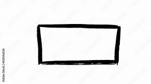 Hand drawn frame enlarging from small size to big one in loop stop motion animation made in scribble style. Isolated template of black color rectangle empty inside. Monochrome template for web design.