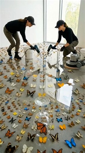The Ultimate Butterfly Floor Reveal! 🦋✨ ​#InteriorDesign ​#ResinArt ​#Satisfying ​#HomeDecor
