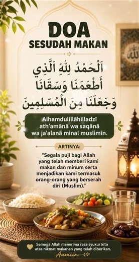 Doa Sesudah Makan 🍽️ Arab, Latin & Artinya | Doa Harian Islam