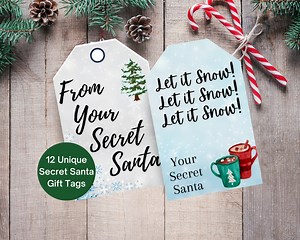 Secret Santa Gift Tags, Printable Santa Labels, Unique Santa Tags, Kris Kringle Gift Tags, Instant Download - Etsy