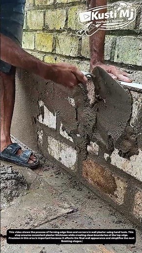 Edge Line and Corner Forming Technique in Wall Plastering.