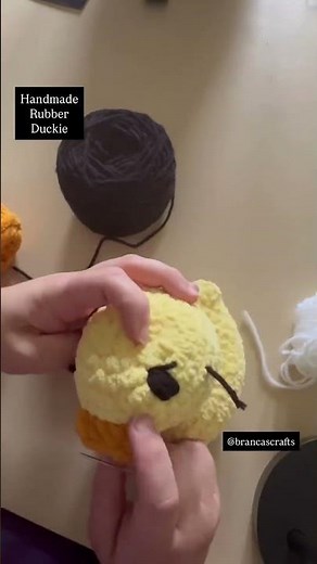 Details on handmade crochet rubber ducky