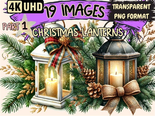 Christmas Lantern Clipart – 19 PNG Festive Holiday Illustrations (digital Download) - Etsy Australia