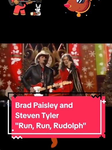Brad Paisley and Steven Tyler put on a rockin' performance of the Chuck Berry classic Run, Rudolph, Run. #bradpaisley #steventyler #runrudolphrun #aerosmith #chuckberry #rudolph #reindeer #santa #christmassongs #rockingchristmas #christmascountdown