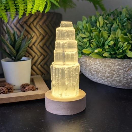 Selenite Tower Lamp USB Supported LED Night Light, Healing Crystal Gemstone - Etsy