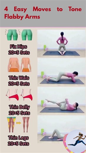 4 Easy Moves to Tone Flabby Arms & Get Rid of Bat Wings #BatWings #ArmToning #Shorts