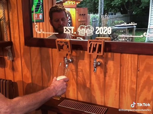 Long look at my backyard bar #backyardbar #pubshed #patio #woodworking #diy