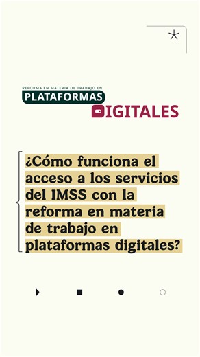 ¿Trabajas en una #PlataformaDigital? Te invitamos a conocer cómo acceder a los servicios del IMSS con la reforma en materia de trabajo en #PlataformasDigitales. 📱 Si tienes dudas o comentarios, escríbenos a: 📩 plataformasdigitales@stps.gob.mx | Secretaría del Trabajo y Previsión Social