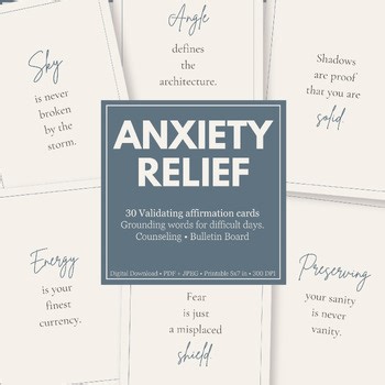 Anxiety Coping Skills Cards for Teens | SEL Bulletin Board | High School Counsel